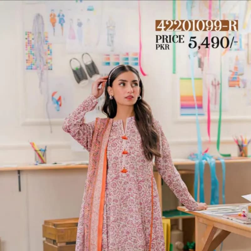 Nishat printed lawn 3 pc